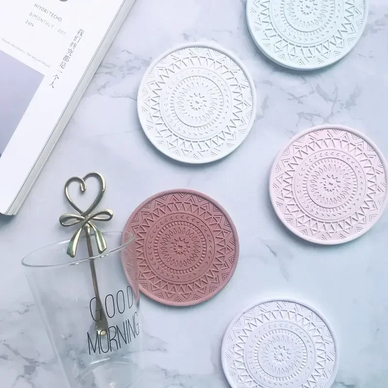 Round Coaster Resin Silicone Mold Coffee Coaster Tray Mold DIY Epoxy Resin Plaster Concrete Wine Glass Cup Mat Mould Home Decor
