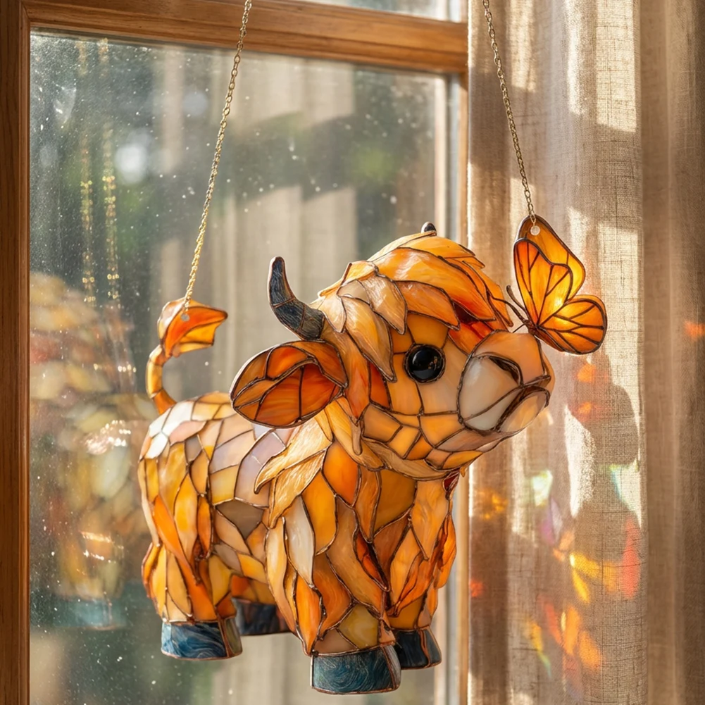 Stained Glass Style Window Hanging Pendant Beautiful Hanging Suncatchers For Home Outdoor Garden
