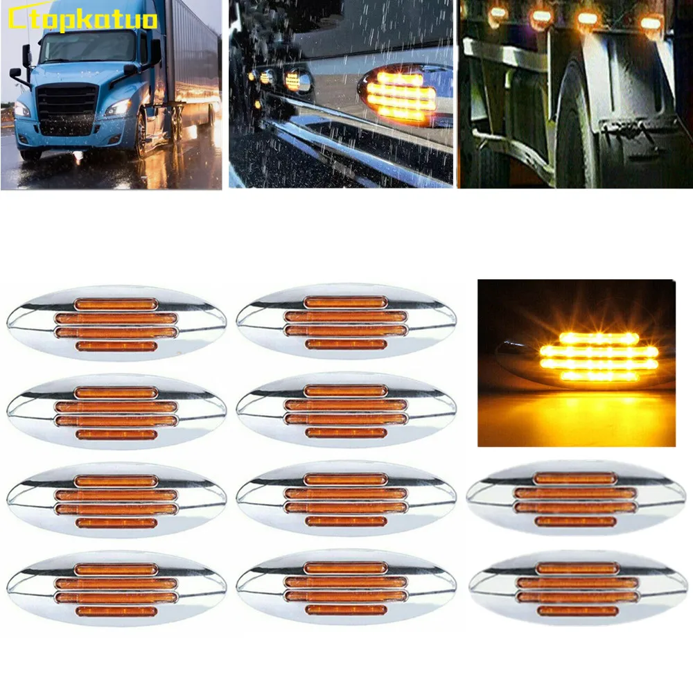 

10PCS 24LED Lorry Side Marker Lights Truck Position Side Lights 12V Trailer RV Van LED Clearance Singnal Lamp Universial