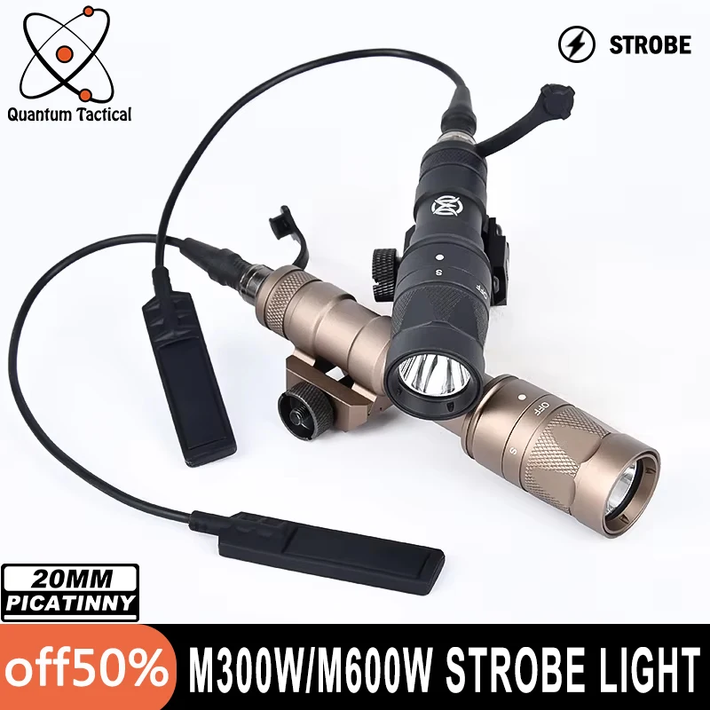 

WADSN Airsoft M300W Strobe LED Flashlight Tactical M600W Scout Light Hunting Weapon Spotlight Pressure Switch Fit 20mm Rail