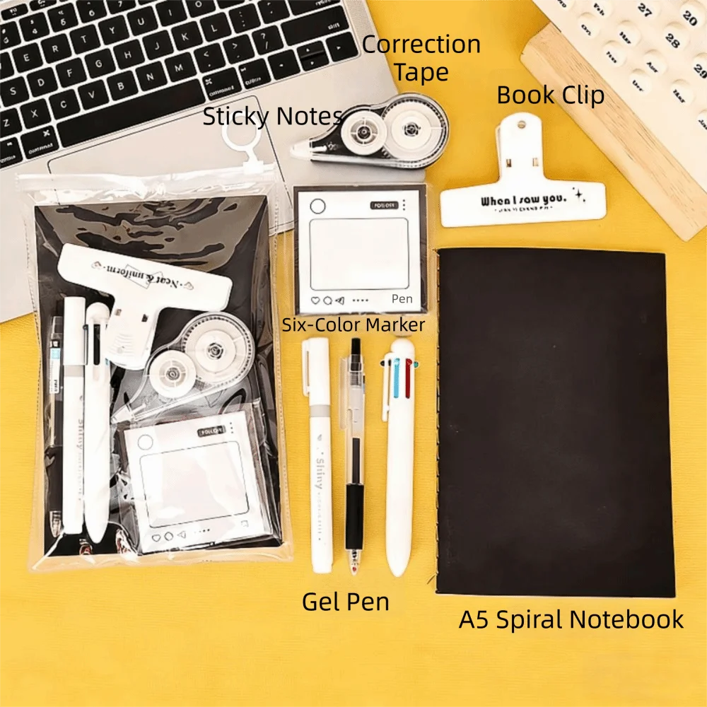 

Simple Student Stationery Set Eraser Portable School Stationery Set Sticky Note Useful Student Tools Gift Kit Stationery