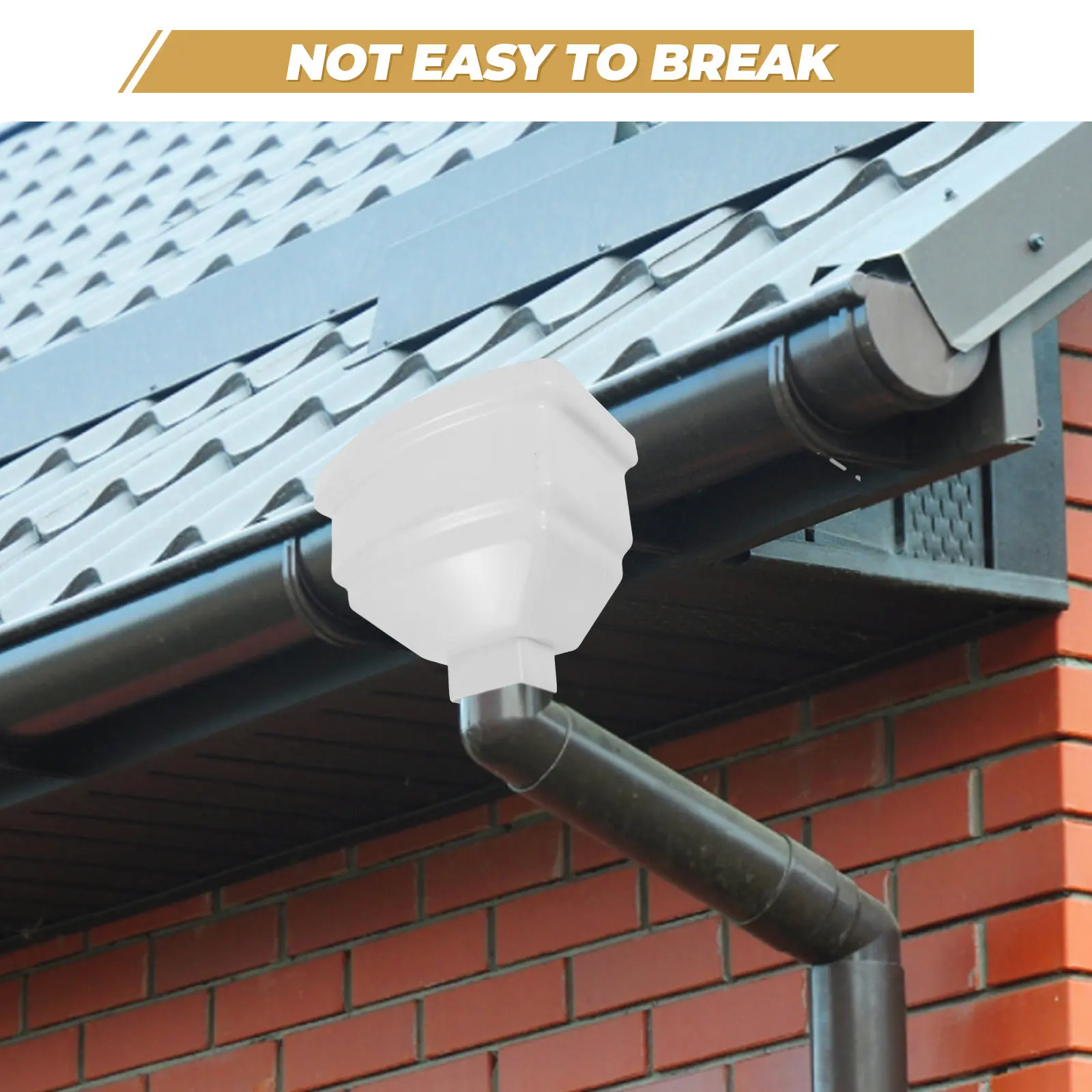 Impact-Resistant Arc Rainwater Downspout Diverter Adapter Compatible with Standard Gutters Rain Collection System Gutter Fitting