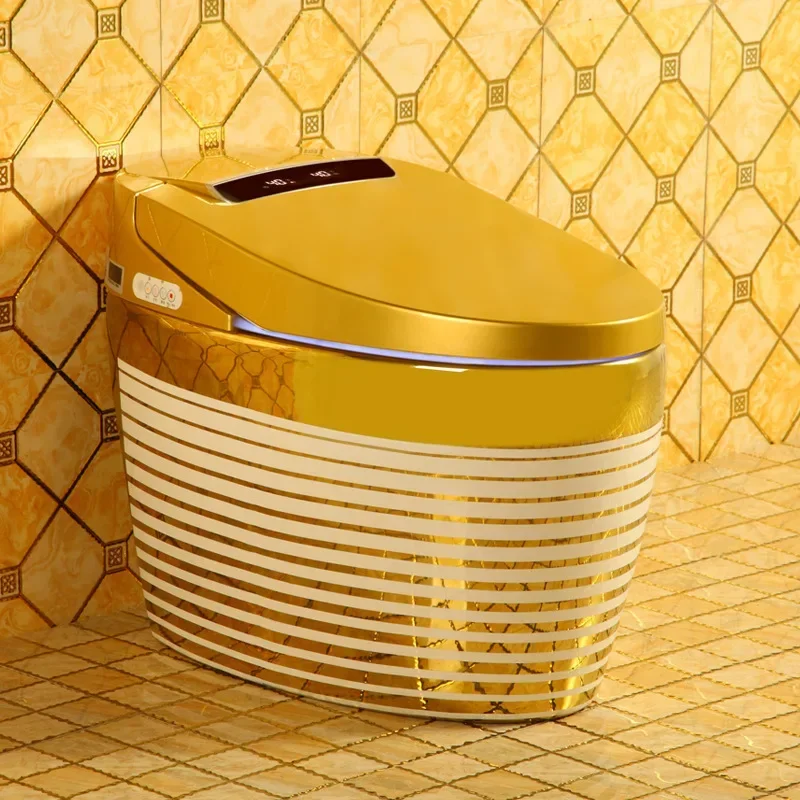 Colorful Smart Toilet Automatic Flip Golden Toilet Luxury Gold Toilet Bathroom