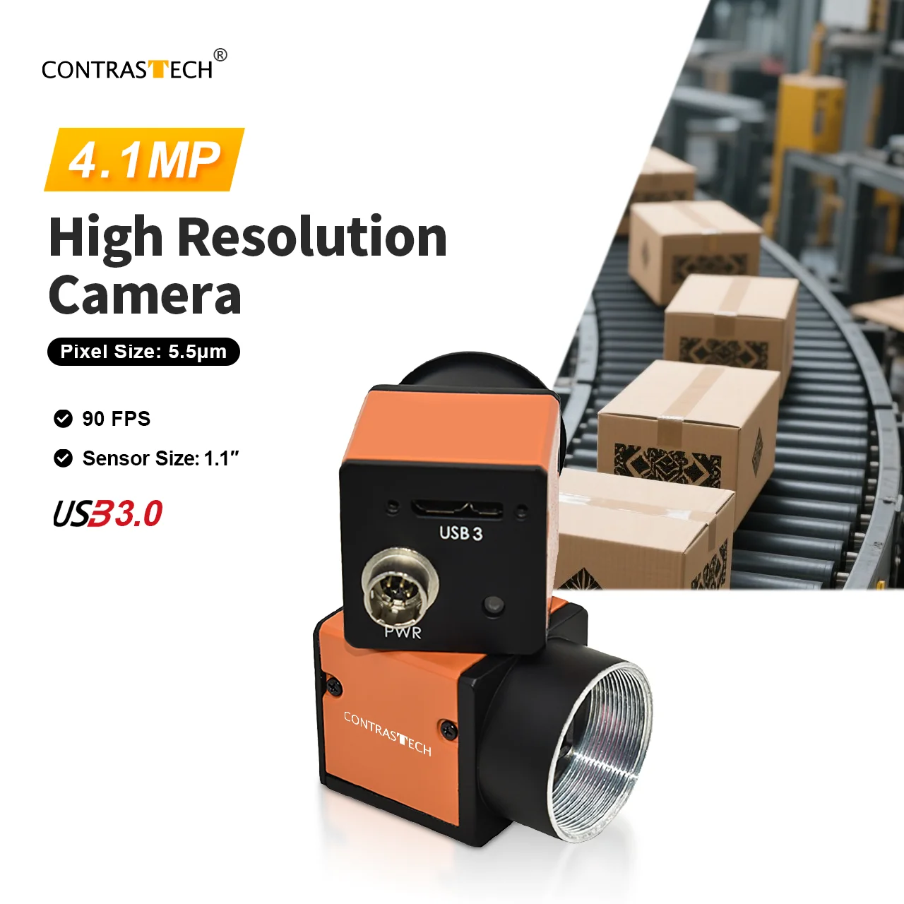Working Temperature -30~50°C Global Shutter USB3 Vision 90fps 1 Inch 5.5μm CMV4000 CMOS Image Sensors Industrial
