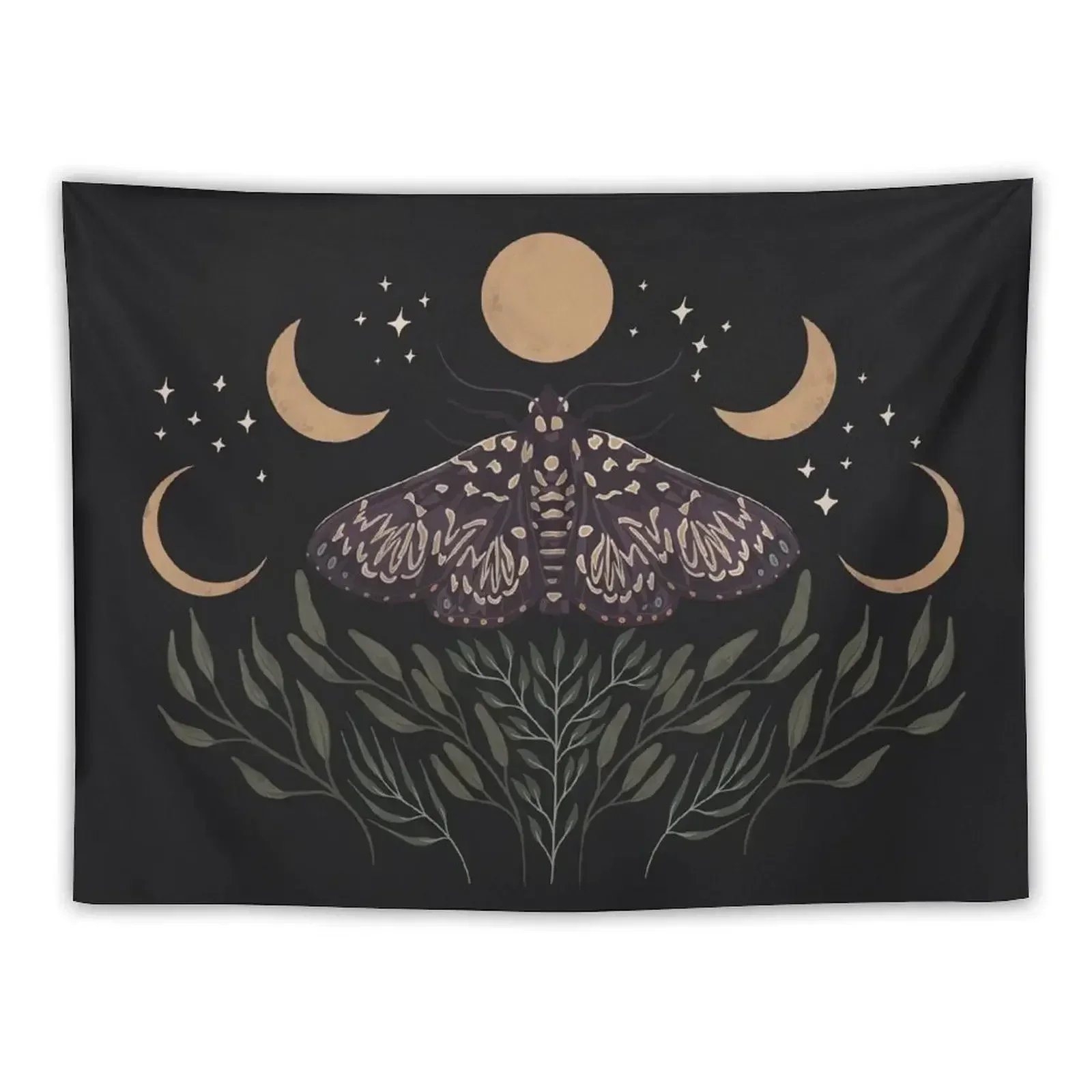 Moon, Moth, and Botanical Design Tapestry Aesthetics For Room Decor For Bedroom Home Decoration Christmas Decoration Tapestry