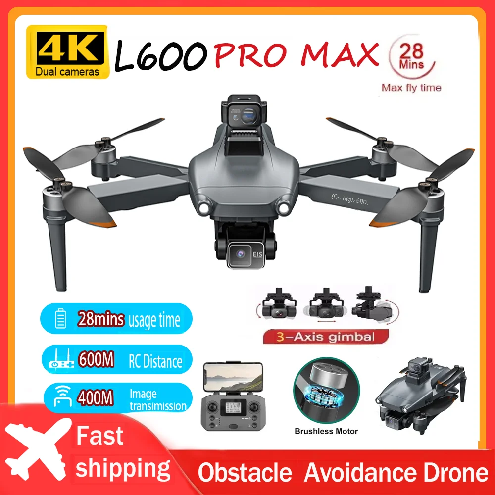 L600 Pro Max Drone 4K Profesional GPS Laser Obstacle Avoidance FPV Drones 5G WiFi EIS RC Quadcopter VS L900 Pro Max