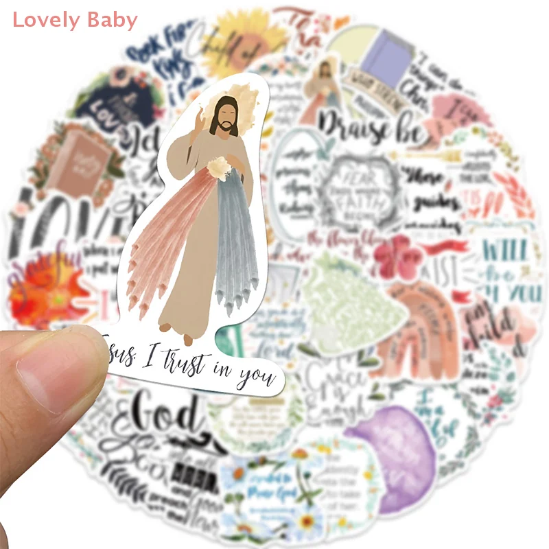 【BBS】52pcs Jesus Phrase Christians Religion Sayings Stickers Bible Sticker Decal for Skateboard Suitcase Graffiti Luggage