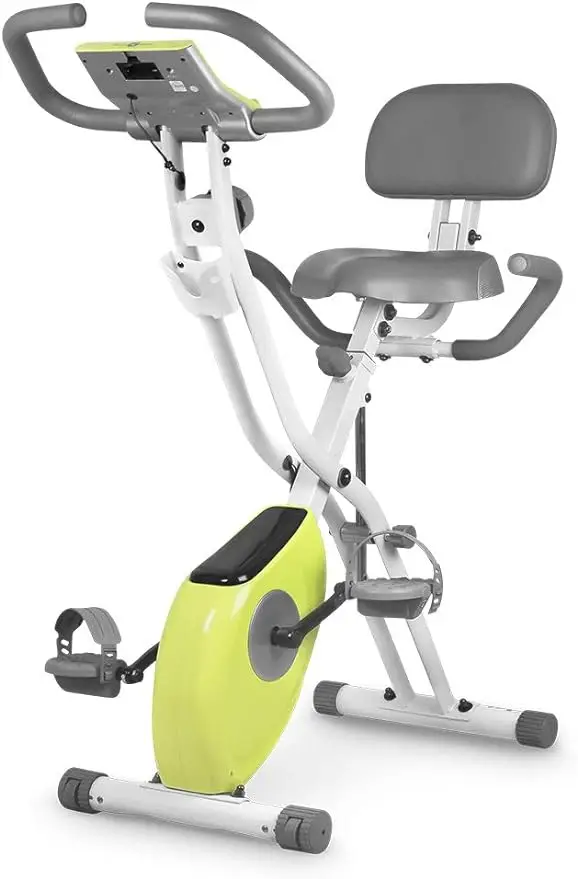 LEIKE X Bike Ultra-Quiet Folding Exercise Bike, Magnetic Upright Bicycle with Heart Rate,LCD Monitor and easy to assemble