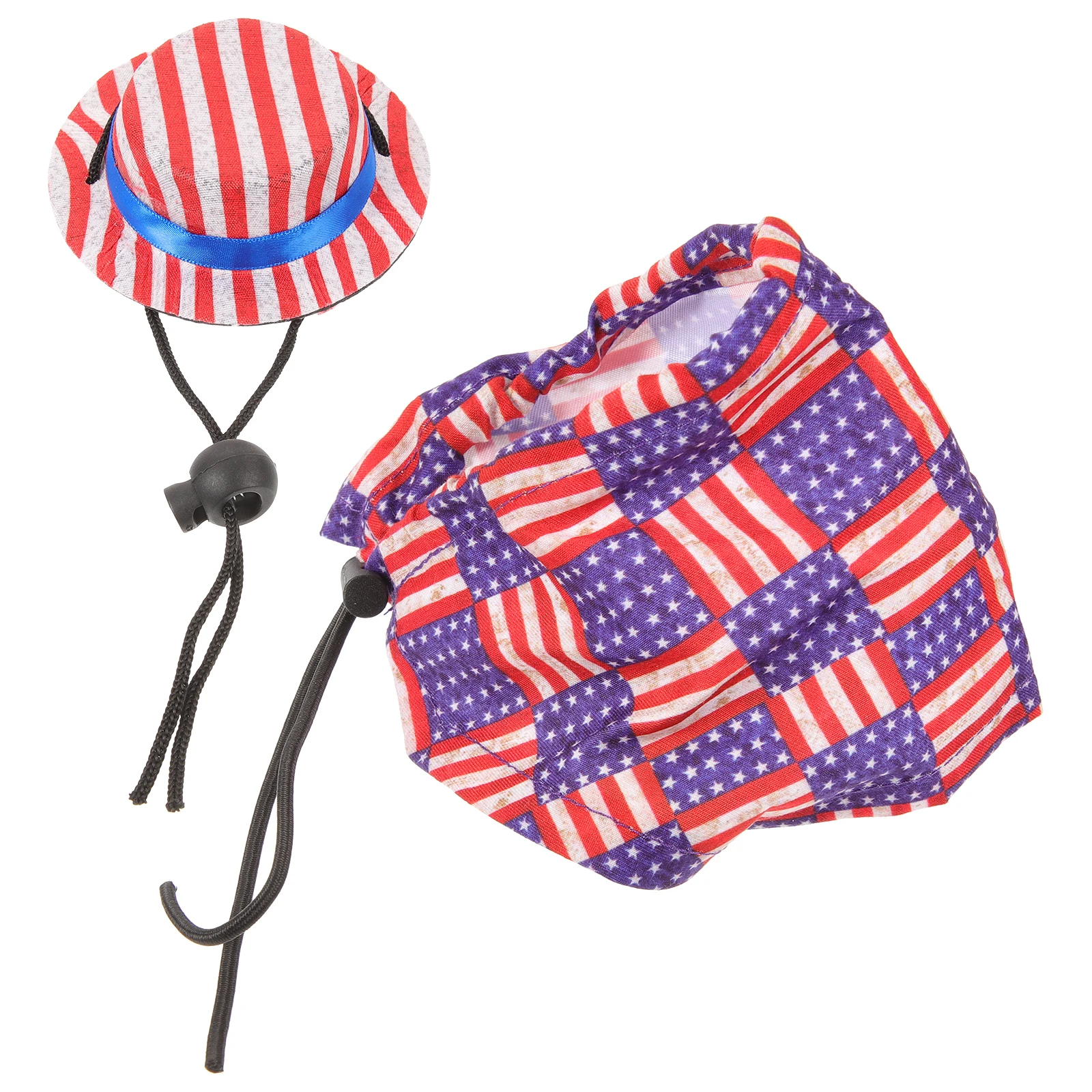 

Independence Day Pet Costume Set USA Flag Cloak Blue Ribbon Hat for Hamster Lizard Guinea Pig Small Animal Photo Prop Mini Size