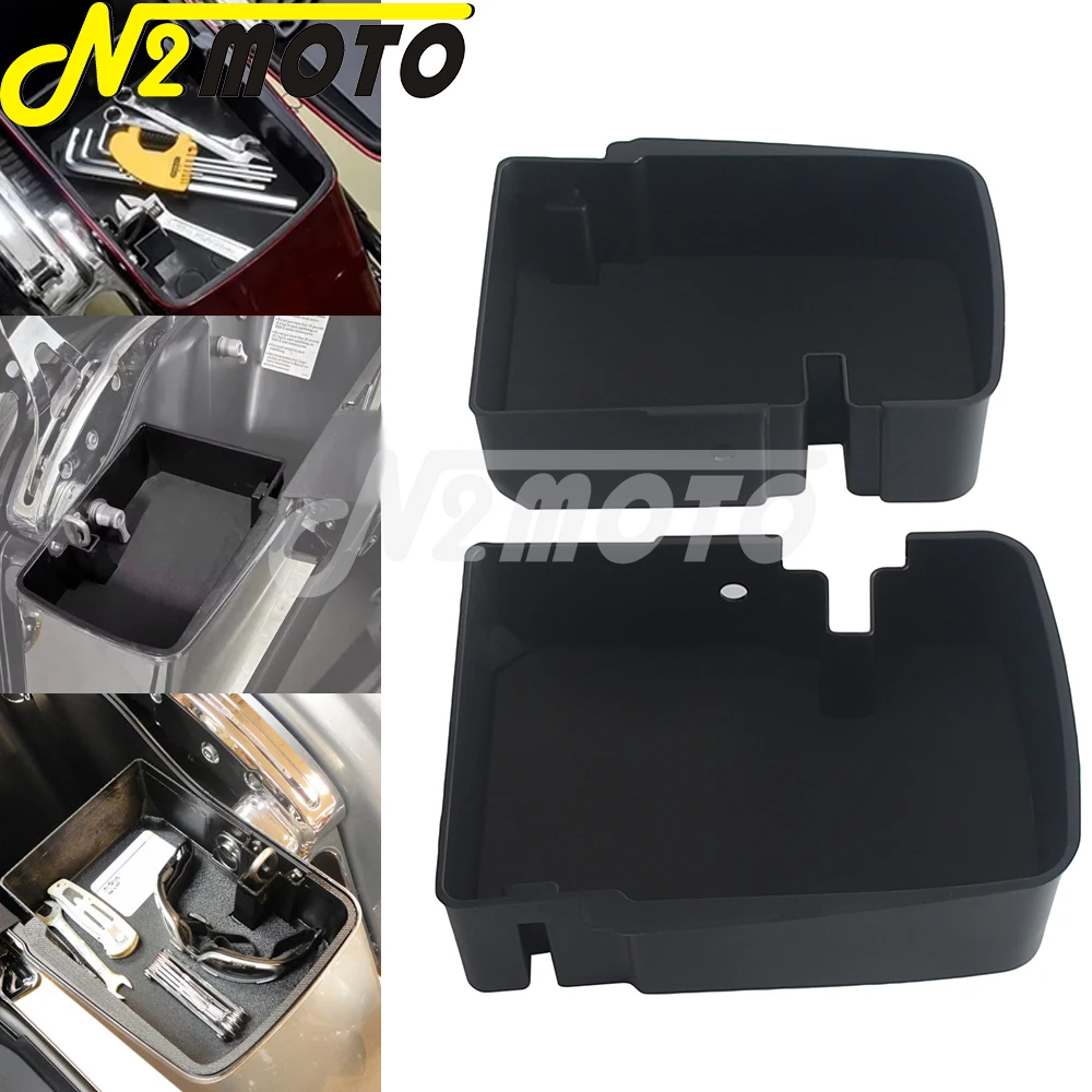 

Motorcycle Hard Saddlebag Interior Storage Organizer Tray For Harley Touring Road King Electra Road Street Glide FLHR FLHT 14‑Up