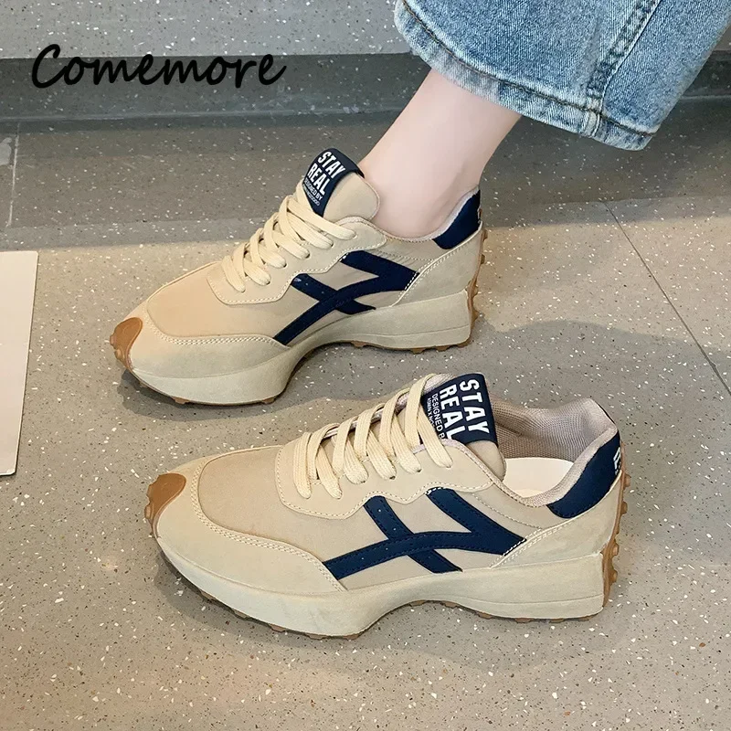 Comemore Luxury Platform Shoes 2024 New Leisure Anti-slip Green Running Fashion Designer Shoe Sports Leather Womens Sneakers 40