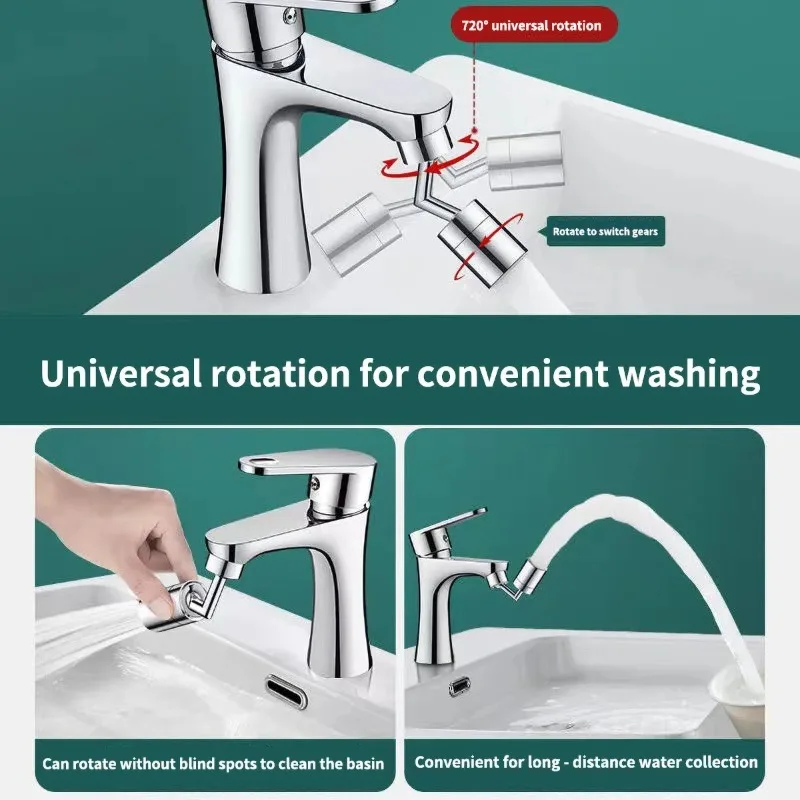 

Solid brass kitchen faucet nozzle with 720 ° rotatable sink faucet accessory, durable and corrosion-resistant waterfall design