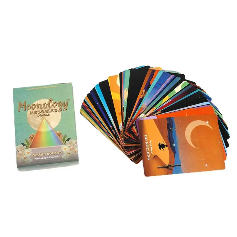 Moonology Messages Tarot 48Pcs Clear Printed Tarot Cards Oracle Deck English Version Wiccan Supplies for Party Game