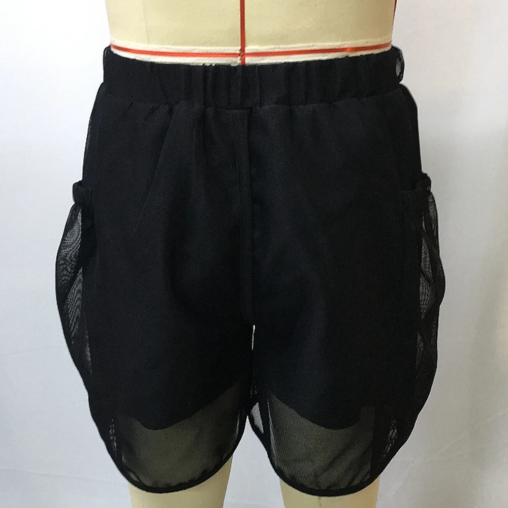 Men\'s Shorts Fashion Streetwear Male Short Pants Black Sexy Gym See-Through Mesh Shorts For Men Large Size Men Causal Sweatpants