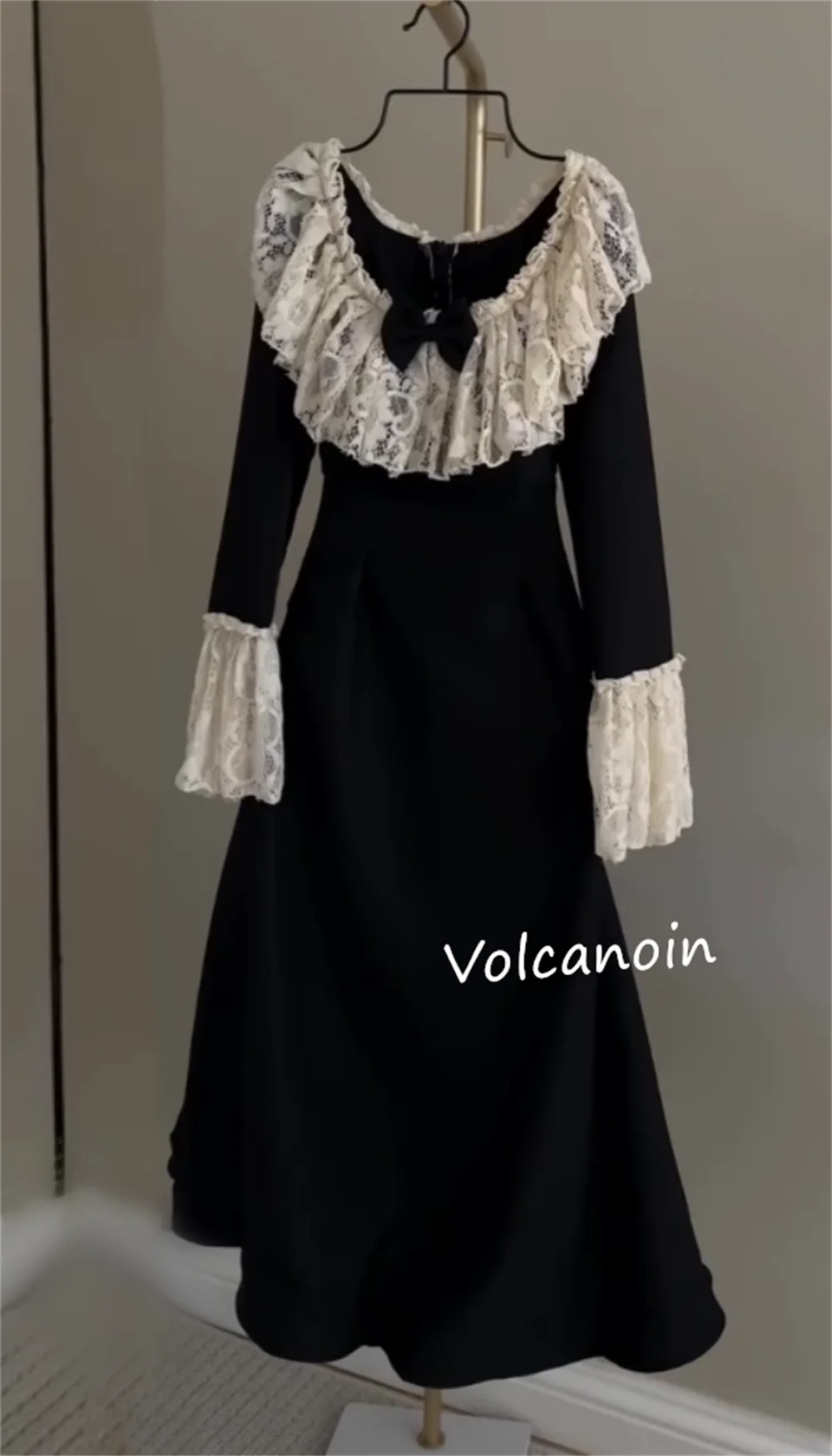 تخصيص جيرسي القوس Ruched ألف خط س الرقبة فساتين متوسطة الطول مناسبة مخصصة العودة للوطن أحجام كلاسيكية بسيطة المتاحة