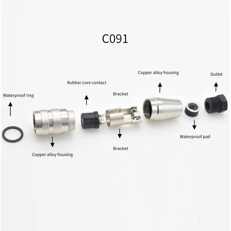 IP67 M16 Wtyczka lotnicza Wodoodporna 3 4 5 6 7 8-pinowe metalowe złącze okrągłe C091 J09 Złącza męskie żeńskie do mechanicznego