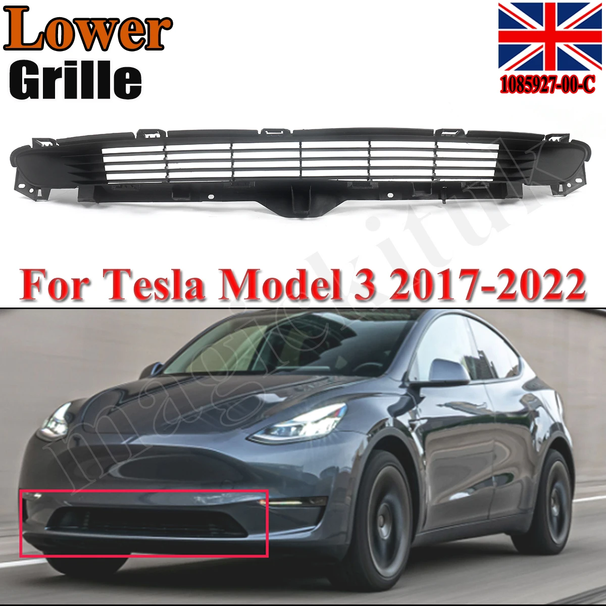 

Решетка, совместимая с Tesla Model 3 2017-2023 гг., решетка переднего бампера, нижняя решетка, сетка 1085927-00-C
