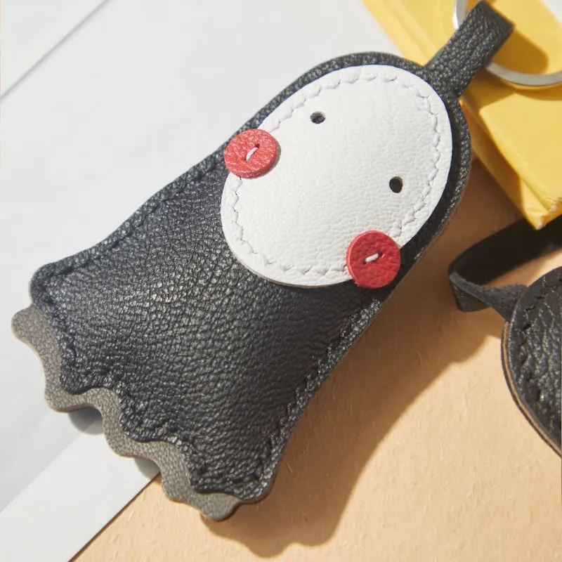 手作りdiyレザーキーホルダー-ホリデーギフト-魚型カッティング漫画風-メンズバックパック-車のキーホルダーポーチ-おしゃれなアクセサリー