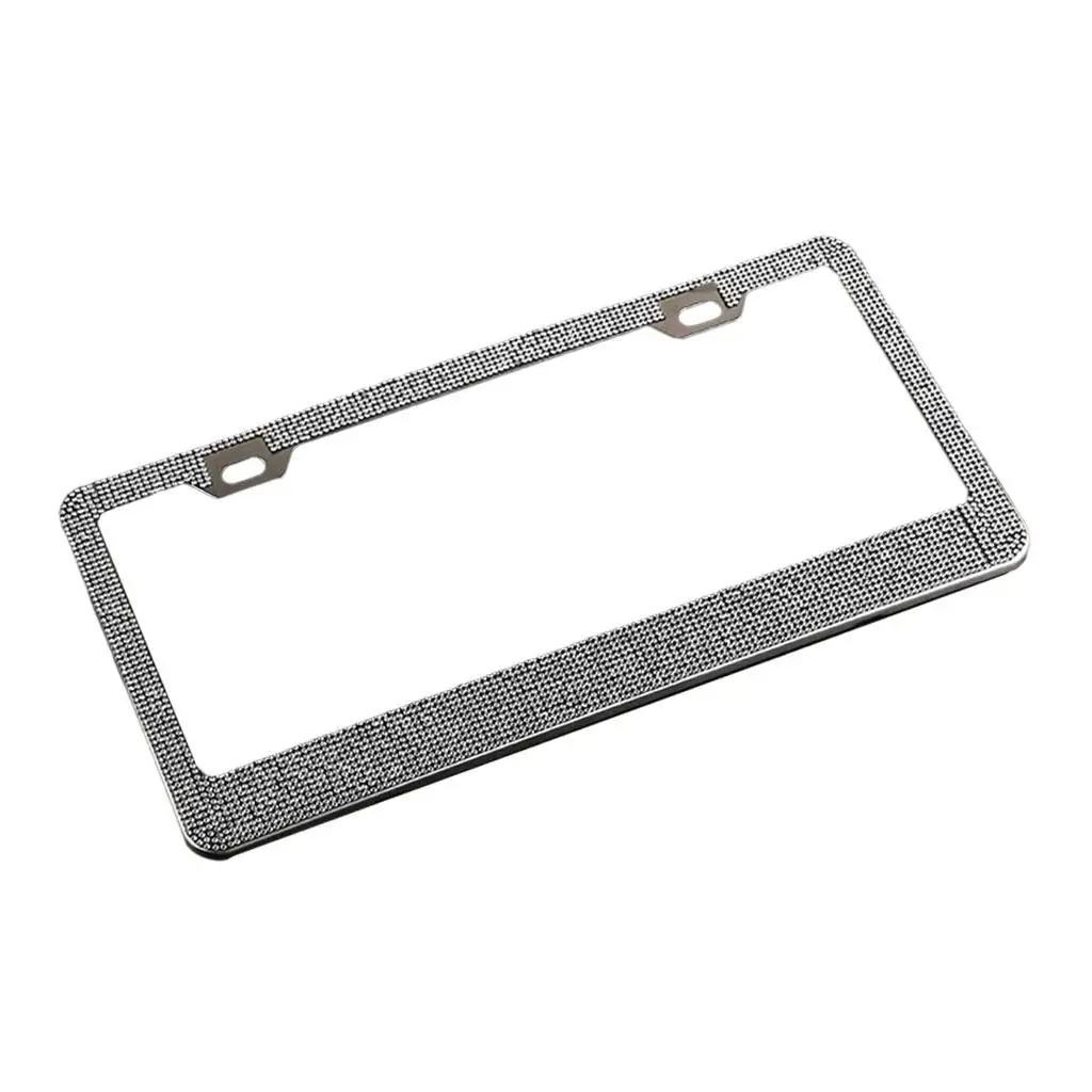 Crystal Diamond License Plate Frame for Auto Car Bling Rhinestone Sparkly Shining Luxury Front Rear Holder Rustproof Acrylic