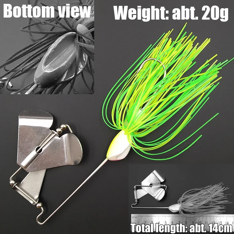 wusanban Lunker Spinner Baits Hard Fishing Lure about 20g Noisy Buzz Rotating Blade Bubble Vibration Propeller Trolling Wobblers - view 2