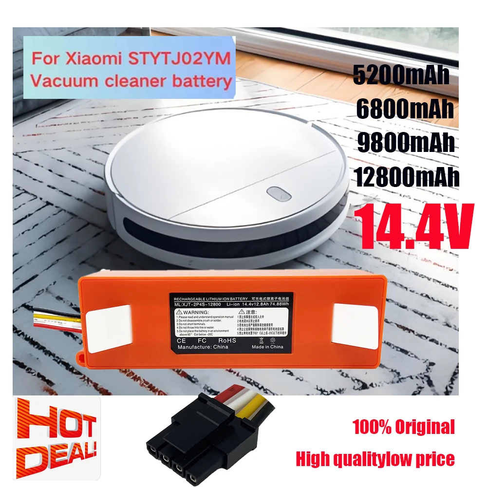 14.4V 12800mAh Replacement Battery For Roborock S6 S7 MaxV Q5 Q7 MAX Robot Vacuum Cleaner Accessories Parts Original