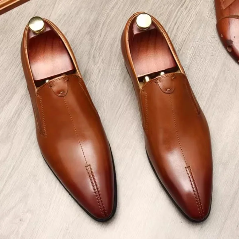 

Summer Thin Leather Shoes For Men High Quality Cowhide Leather Loafers Italian Pointed Toe Dress Shoes Men Low-top Casual Shoes