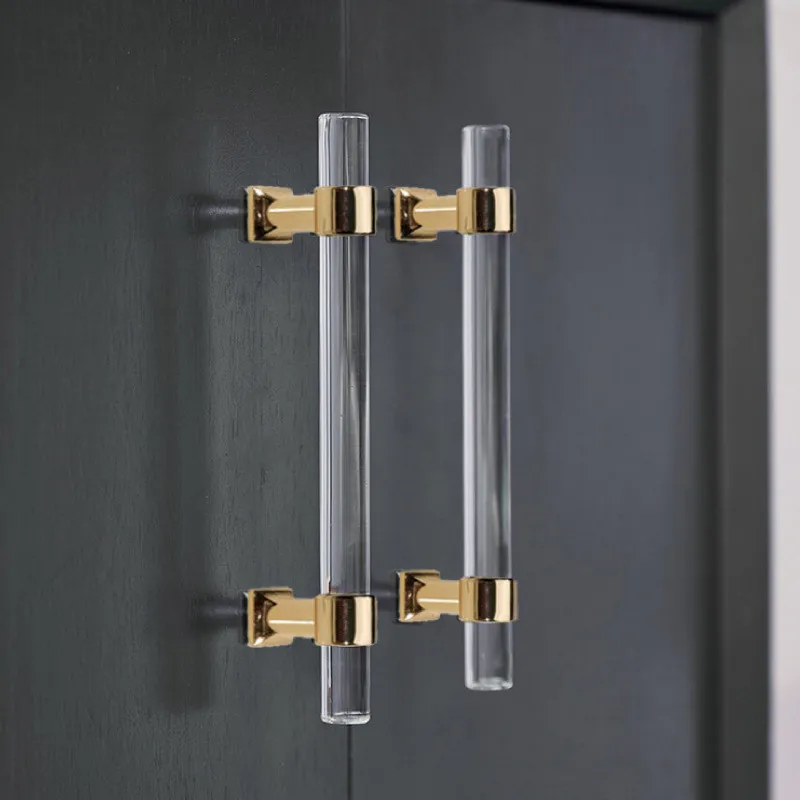 KK&FING Acrylic Long Cabinet Door Handles T Bar Transparent Handle Wardrobe Cupboard Door Pulls Drawer Knobs Furniture Hardware