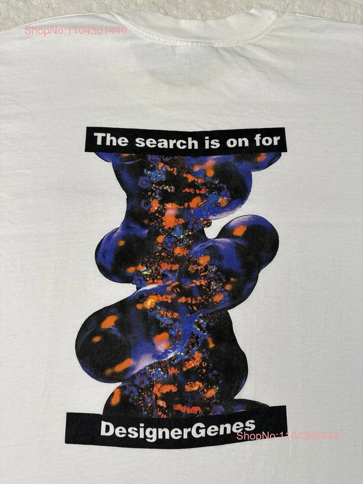 Vintage 1990s 90s Fractal Designer Genes 3D Computer Art Genetics T Shirt L NEW long or short sleeves