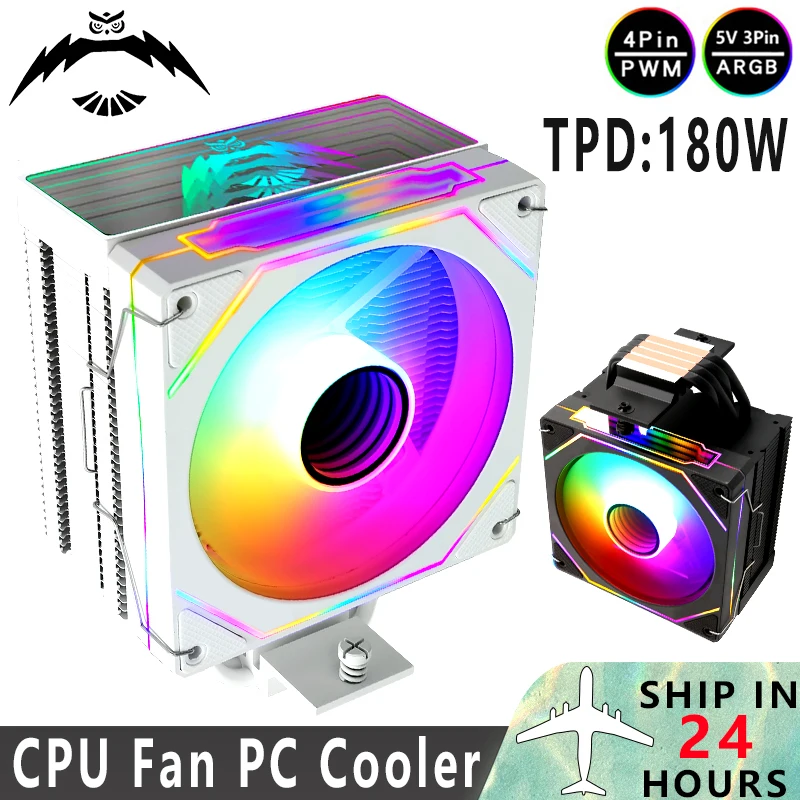 

QiuzAim Black 120mm ARGB Fan Best X79 X99 Cpu Cooler for Gaming 4/6 Heat Pipe Air-cooled Install LGA115x 1200 1700 2011 AM5 AM4