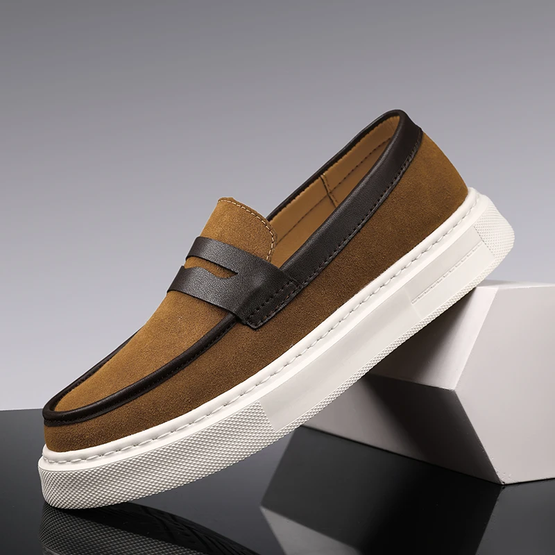 

Новинка 2023 года, мужские лоферы, модные универсальные туфли для доски, удобная повседневная обувь, модная городская кожаная обувь для отдыха