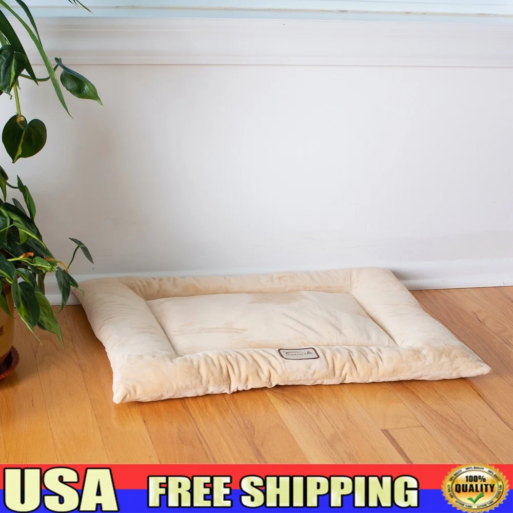 

Large Dog Cat Bed Mat Machine Washable Comfortable Velvet Filling Rectangular Pet Cushion Ideal Crates Cars Home Use