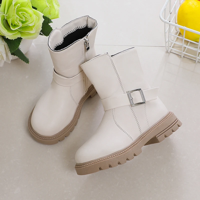 Britain Style Girls Short Boots Black Brown Beige Classic 2023 Children Casual Boys Boots Non-slip Versatile PU Spring Autumn