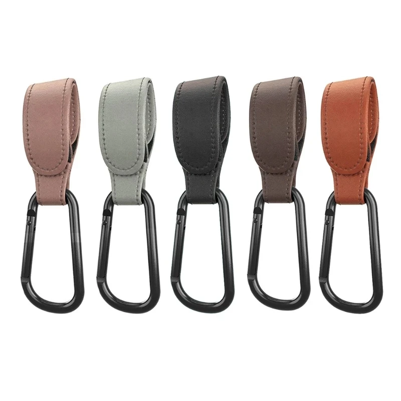 Baby Stroller Hook Clip Stroller Accessories Aluminum Alloy Hook Diaper Bag PU Leather Stroller Hook Bag Hanger