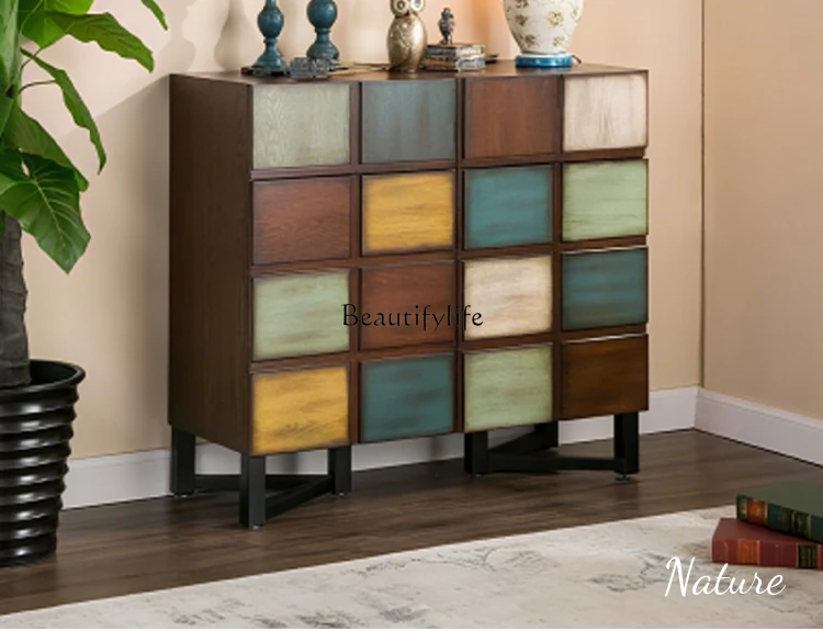 

American retro style decorative side cabinet medieval entrance cabinet