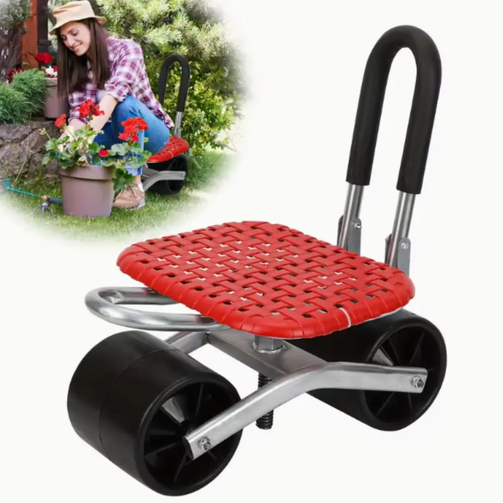 Adjustable Garden Rolling Work Seat 360 Rotating Comfortable Rolling Stool With Wheels Folding Portable Work Stool Greenhouse