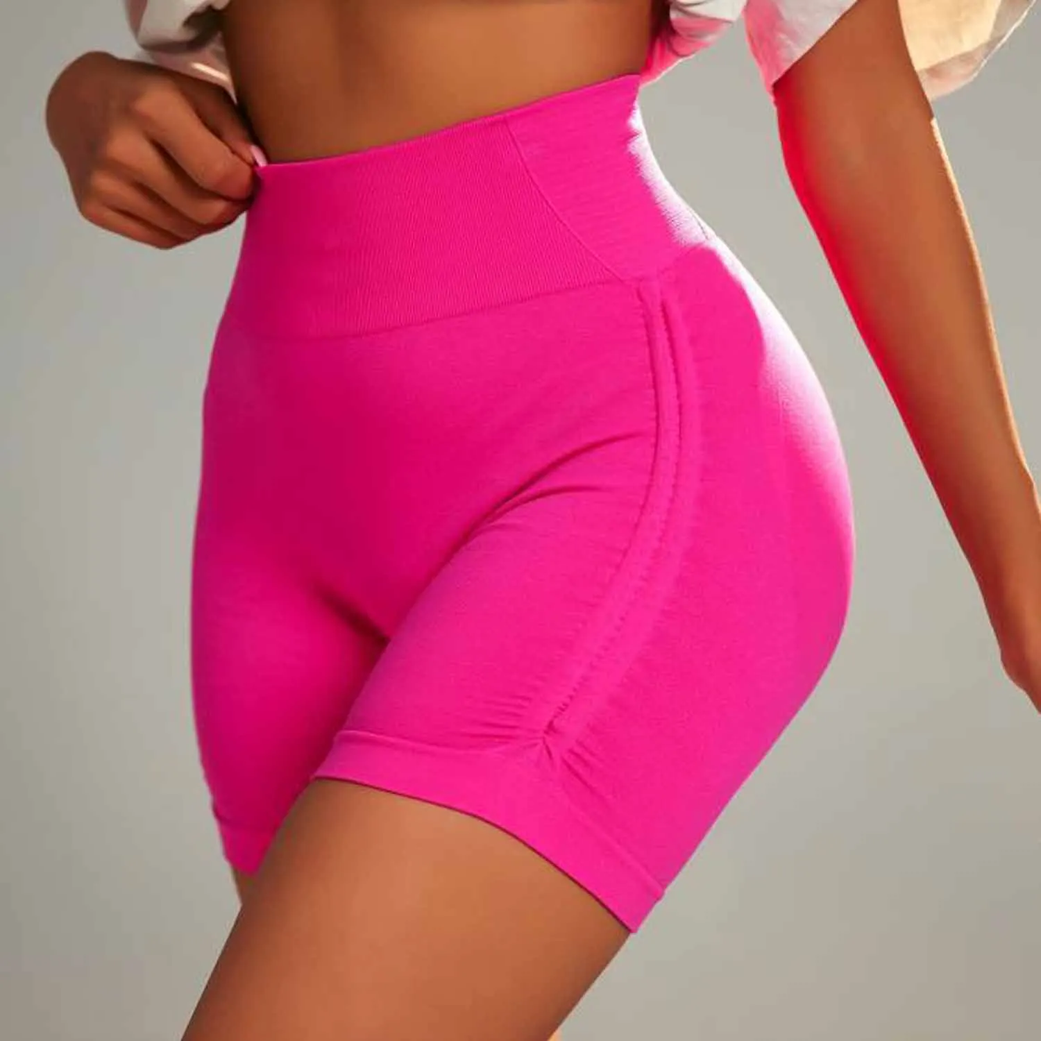 

High Waist Seamless Shorts Ribbed Ruched Gym Athletic Workout Yoga for Women Butt Lifting Leggings Short Mujer