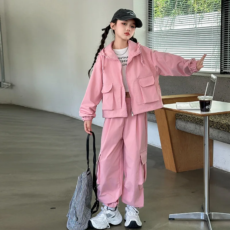 

Girlsset Spring and Autumn New Casual Sports Workwear Loose Two-piece Set Fashionable and Stylish Daily Simplicity Wear