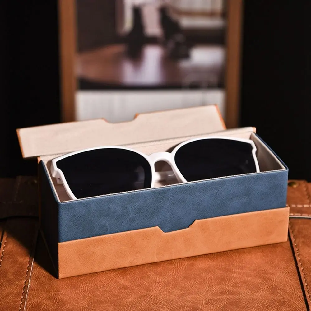 

PU Leather Double Layer PU Glasses Box Two Pairs of Glasses Case Eyeglasses Case Glasses Case Eyewear Case Large Capacity