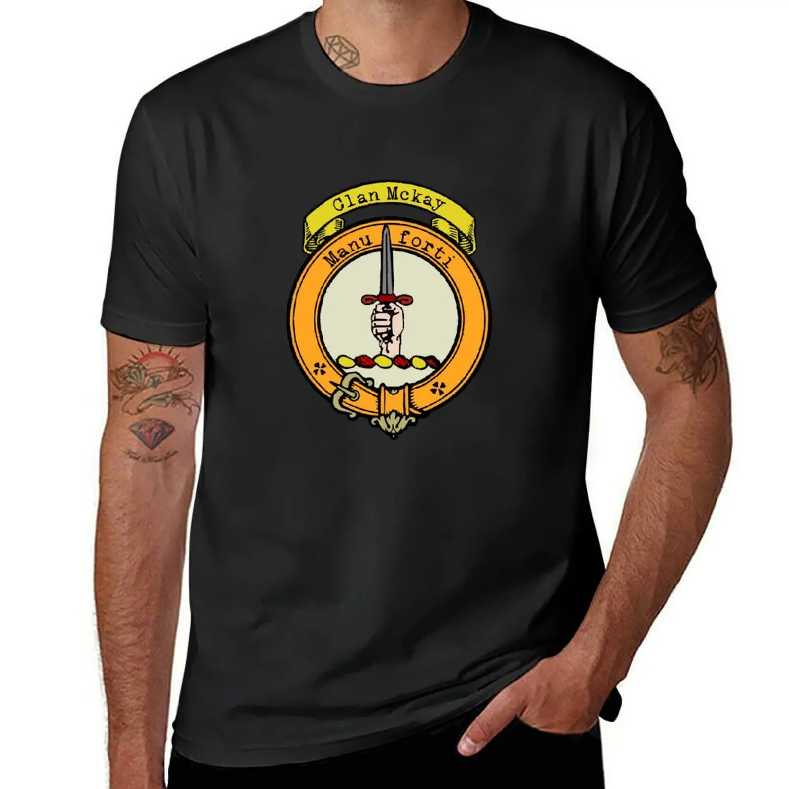 Mckay Scottish Clan Surname crest T-Shirt tees boys whites plain heavyweights tshirts for men