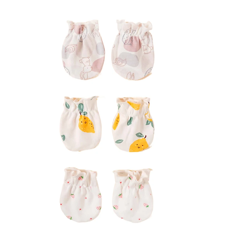 3Pairs Baby Cotton Soft Mitten Newborn Anti-eat Hand Anti-Grab Face Protect Glove