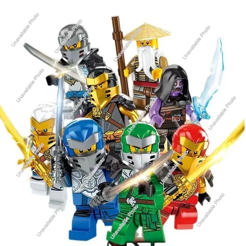 Hot Toys Ninja Mini Figure Building Blocks Toys Jay Zane Kai Nya Wu Garmadon shark man Anime cartoon Action Figure Assembly Toys
