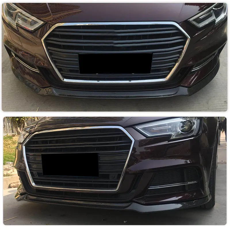 Car Front Bumper Lip Spoiler Carbon Fiber for Audi A3 Sline S3 8V Sportback 2017 2018 Racing Front Lip Chin Apron Guard Body Kit