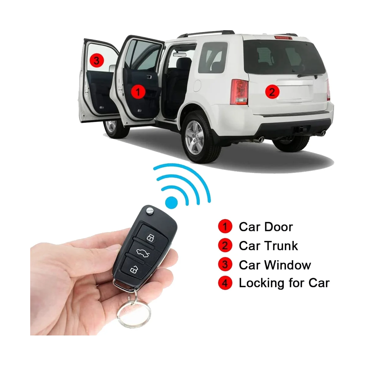 Car Central Lock with 3 Buttons with LED Prompt Light Button Start Stop Alarm Security Remote Control Car Supplies