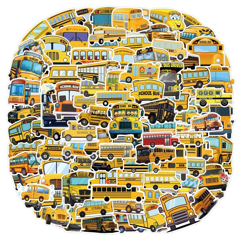 110pcs Cartoon Personality School Bus Creative Graffiti Decorative Stickers