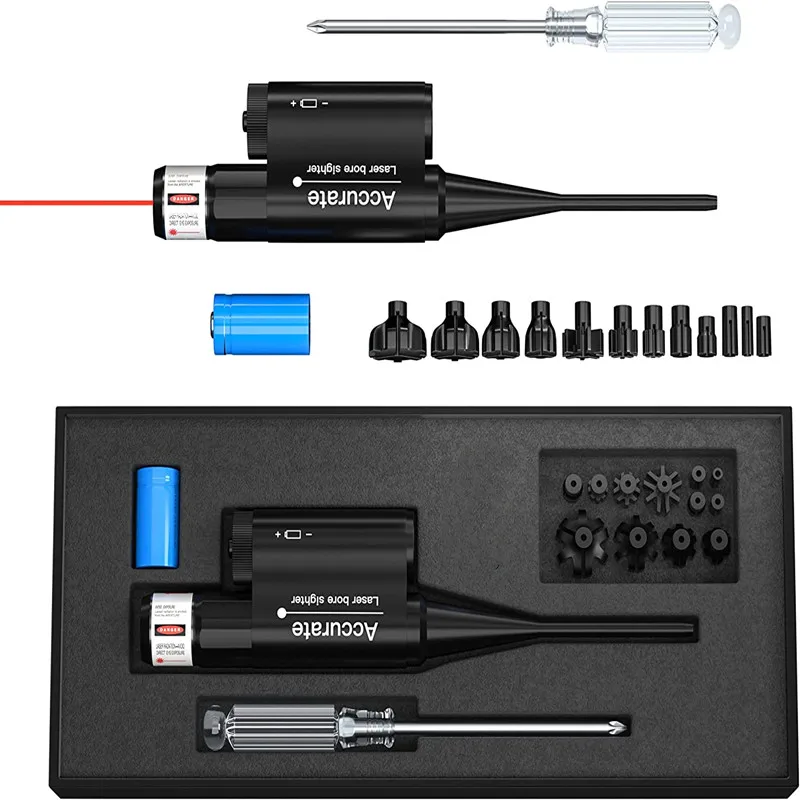 Tactical Hunting Green Red Laser Dot Bore Sighter Kits,. 177 to 12GA Laser Boresighter Caliber, with On Off Switch