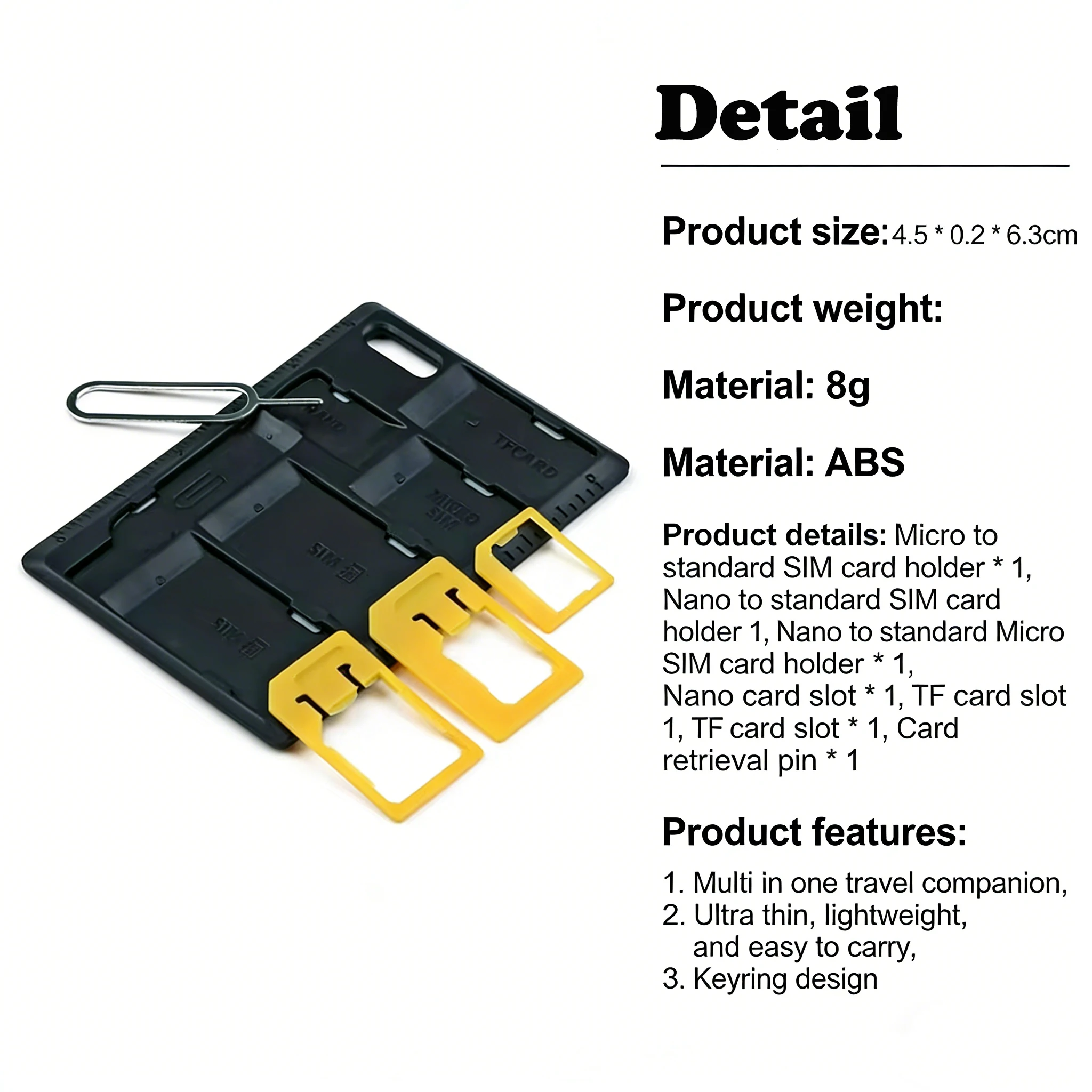 Universal 4 in 1 SIM Card Adapter Storage Case Kits For Nano Micro Standard SIM Card Memory Card Holder Reader Cover view 6