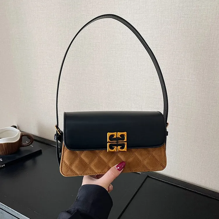 Rhombus embroidery thread small bag women's retro versatile messenger bag exquisite super fire contrasting color small squarebag