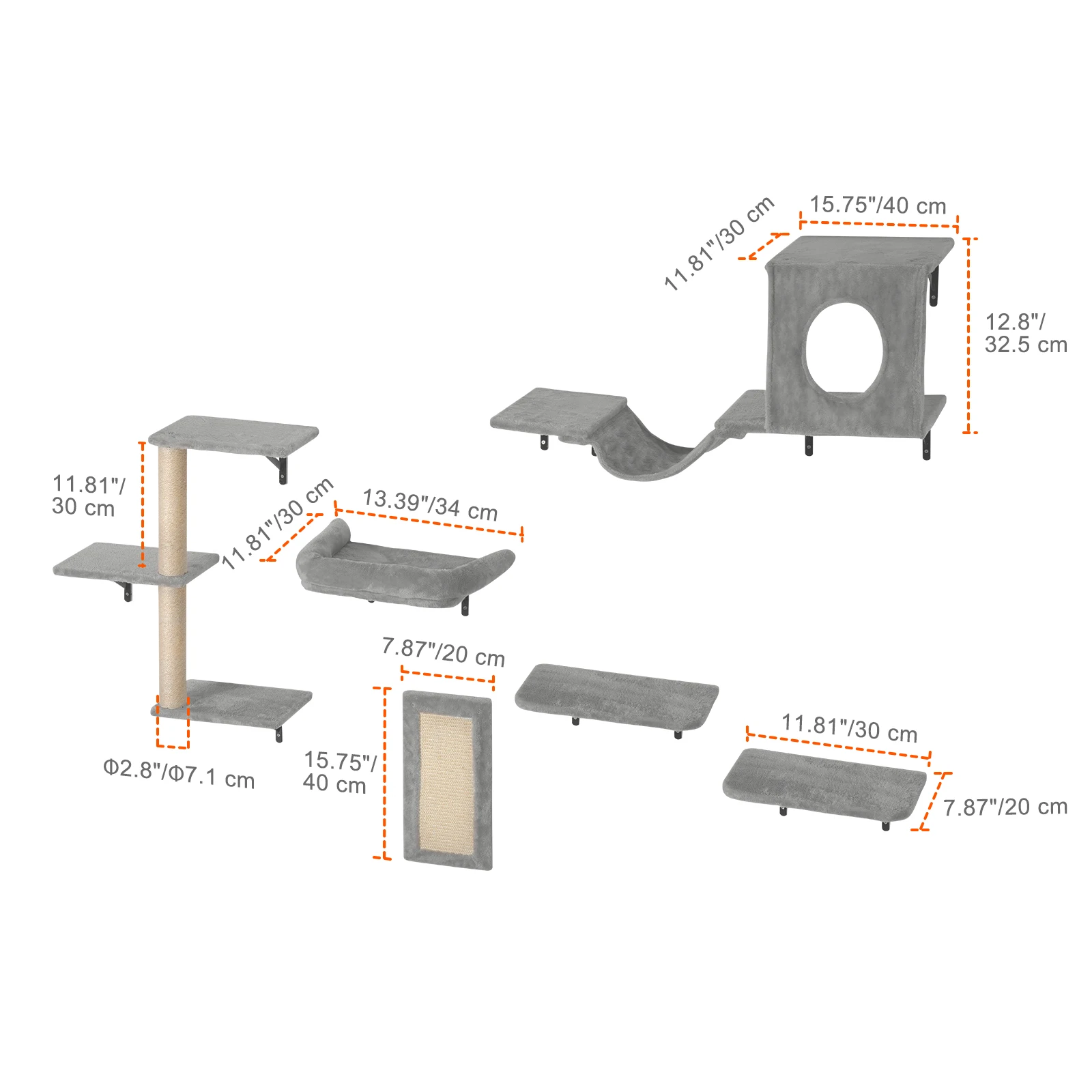 6-Piece Premium Wall Cat Playground 3