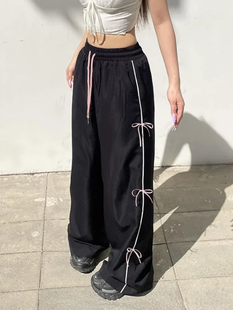 هوتشو Y2k 2000s خمر فضفاض Sweatpants امرأة الكورية موضة Harajuku السراويل المتضخم الشارع الشهير عادية Gyaru بنطلون الانحناء