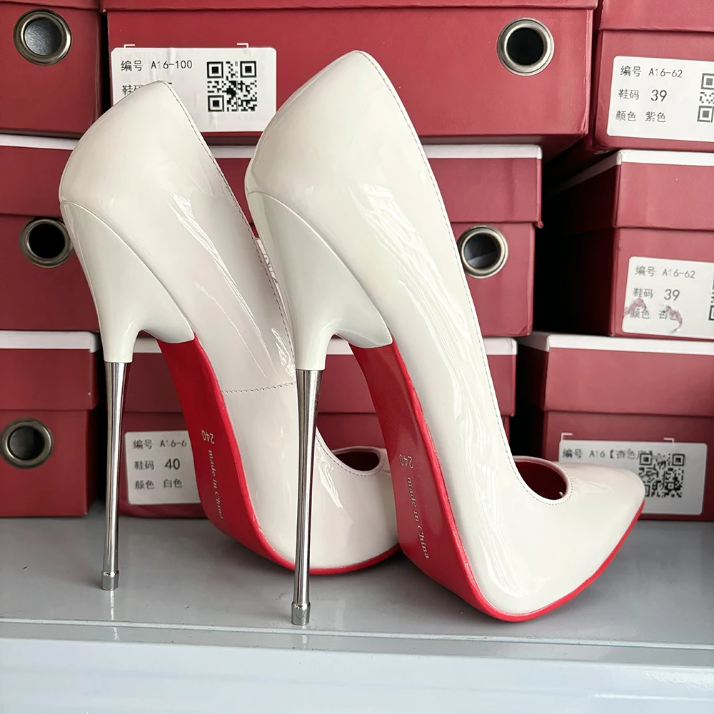 New Arrival Extreme High Heels Sexy 16cm White Red inside Woman Pumps Runway Cross Dresser Club Unisex Shoes Big Szie 44 45 46